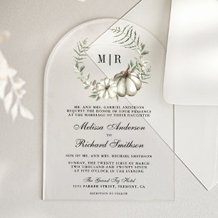 Invitations En Acrylique Couronne de citrouille vert sauge Mariage