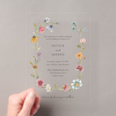 Invitations En Acrylique Couronne de fleurs sauvages Bohème simple | Mariag (In situ (ordinateur de poche))