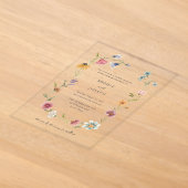 Invitations En Acrylique Couronne de fleurs sauvages Bohème simple | Mariag (Poser)