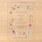 Invitations En Acrylique Couronne de fleurs sauvages Bohème simple | Mariag (Recto)