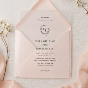 Invitations En Acrylique Couronne de Laurier Élégante Mariage Minimaliste 