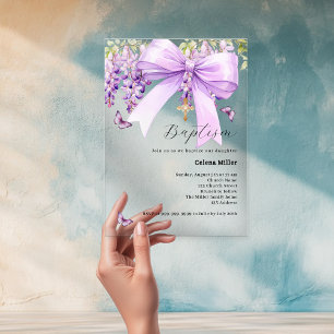 Invitations En Acrylique Couronne de lavande pour baptême