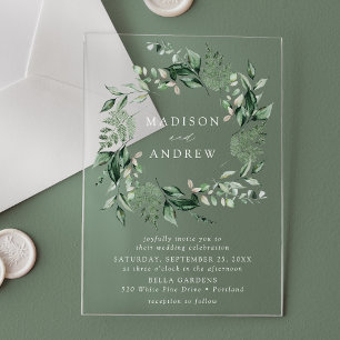 Invitations En Acrylique Couronne de Mariage à la Végétation Luxuriante