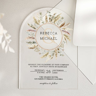 Invitations En Acrylique Couronne de mariage rustique boho ampérsand herbe 