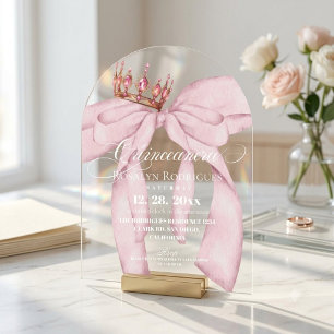 Invitations En Acrylique Couronne de princesse rose poudrée moderne pour Qu