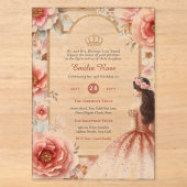 Invitations En Acrylique Couronne de Quinceanera en acrylique rose gold ros (Recto)