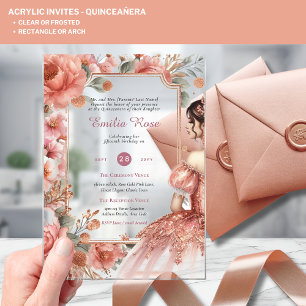 Invitations En Acrylique Couronne de Quinceanera en Acrylique Rose Gold Ros