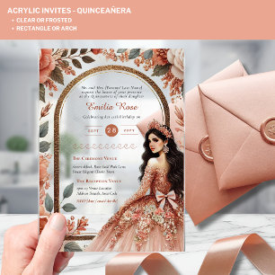 Invitations En Acrylique Couronne de Quinceanera en Acrylique Rose Gold Ros