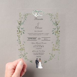 Invitations En Acrylique Couronne en acrylique de verdure Mariage espagnol