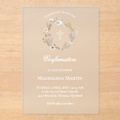 Invitations En Acrylique couronne fleur sauvage | Confirmation (Recto)