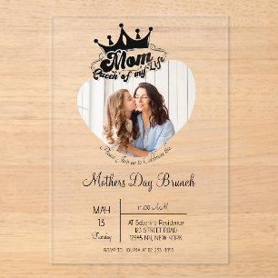 Invitations En Acrylique Couronne noire moderne, MOM Reine de ma vie Photos