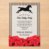 Invitations En Acrylique Course et Rose Derby Party (Recto)