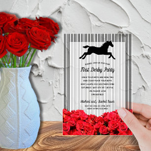 Invitations En Acrylique Course et Rose Derby Party