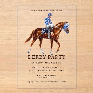 Invitations En Acrylique Course moderne Horse Derby Party équestre