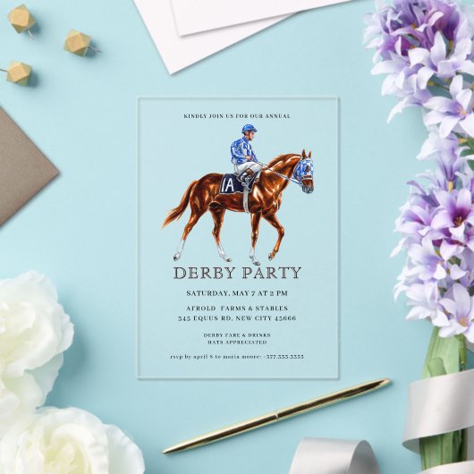 Invitations En Acrylique Course moderne Horse Derby Party équestre (Insitu (Mariage))