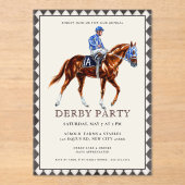 Invitations En Acrylique Course moderne Horse Derby Party équestre Invitati (Recto)