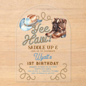 Invitations En Acrylique Cowboy First Rodeo 1st Birthday Acrylic (Recto)