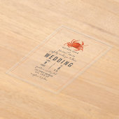 Invitations En Acrylique Crabe rustique Plage côtière Mariage (Poser)