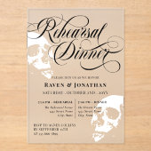 Invitations En Acrylique Crânes blancs Goth Dîner de répétition Mariage (Recto)