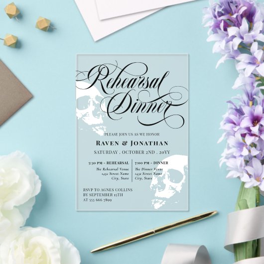 Invitations En Acrylique Crânes blancs Goth Dîner de répétition Mariage (Insitu (Mariage))