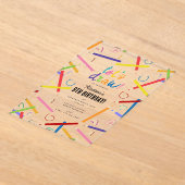 Invitations En Acrylique Crayons colorés Enfants Art fête d'anniversaire (Poser)