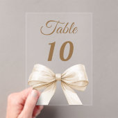 Invitations En Acrylique Cream bow acrylic table number sign (In situ (ordinateur de poche))