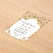 Invitations En Acrylique Cream Gold Paisley Floral Indian Wedding (Poser)