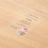 Invitations En Acrylique Cream Pink Heart Cupcake Leopard Birthday (Poser)