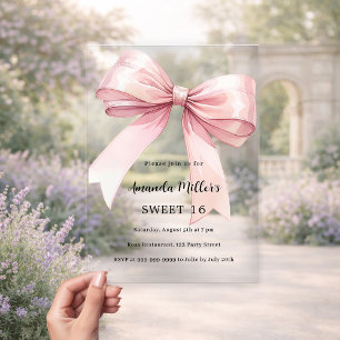 Invitations En Acrylique Crème arc rose élégant SWEET 16 clair