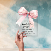 Invitations En Acrylique Crème arc rose élégant SWEET 16 clair