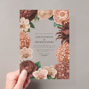 Invitations En Acrylique Crème d'abricot, Corail doux et Terracotta chaude