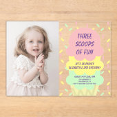 Invitations En Acrylique Crème de glace 3e anniversaire (Recto)