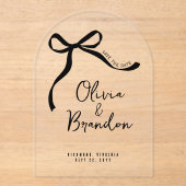 Invitations En Acrylique Crème et noir blanc dessiné main (Recto)