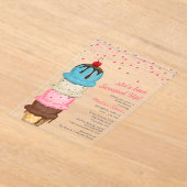 Invitations En Acrylique Crème glacée d'été Fête des mariées d'aquarelle mo (Poser)