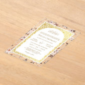 Invitations En Acrylique Crème Terme Floral Motif or musulman Mariage (Poser)