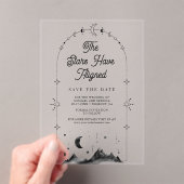 Invitations En Acrylique Crescent céleste mariage lune Enregistrer la date (In situ (ordinateur de poche))