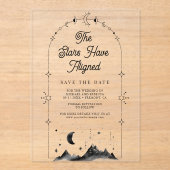 Invitations En Acrylique Crescent céleste mariage lune Enregistrer la date (Recto)