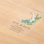 Invitations En Acrylique Crescent Moon Eucalyptus Mariage Enregistrer la da (Poser)