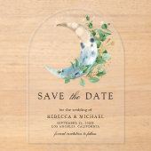 Invitations En Acrylique Crescent Moon Eucalyptus Mariage Enregistrer la da (Recto)