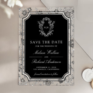 Invitations En Acrylique Crête de chinoiserie noire pour mariage, carte "Sa