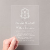 Invitations En Acrylique Crête de monogramme classique transparente de mari (In situ (ordinateur de poche))