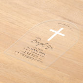 Invitations En Acrylique Croix Blanche moderne Baptême & Christening (Poser)