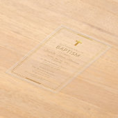 Invitations En Acrylique Croix dorée Script Typographie Chic Élégant Baptêm (Poser)