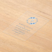 Invitations En Acrylique Croix florale bleu Dusty Mariage minimal (Poser)