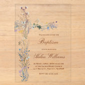 Invitations En Acrylique Croix florale de baptême (Recto)