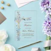 Invitations En Acrylique Croix florale de baptême (Insitu (Mariage))