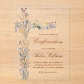 Invitations En Acrylique Croix florale de confirmation (Recto)