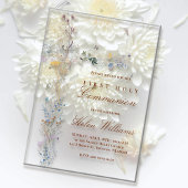 Invitations En Acrylique Croix florale de la première sainte communion