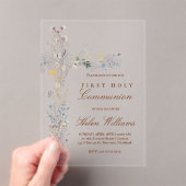 Invitations En Acrylique Croix florale de la première sainte communion (In situ (ordinateur de poche))