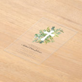 Invitations En Acrylique Croix religieuse botanique moderne Baptême (Poser)